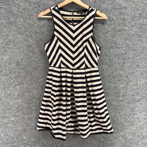 Max And Riley Dress Women L Large Black Striped Sheath Midi Zipper Sleeveless